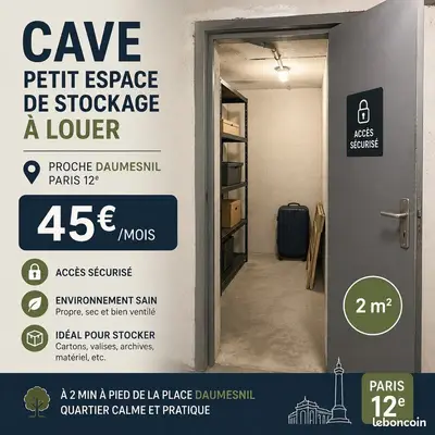 Cave stockage Paris 12